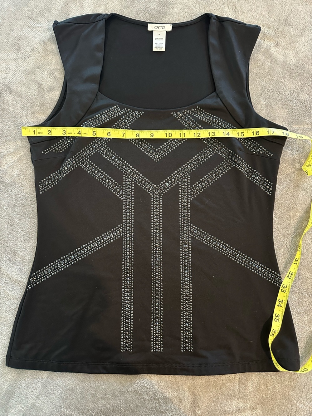 Cache Black Rhinestone Chevron Top Size M - Picture 3 of 5